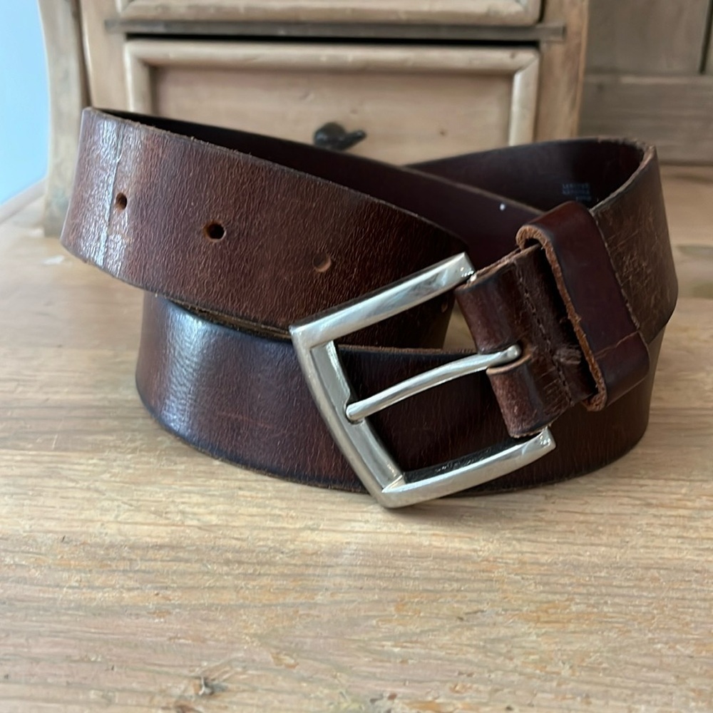 DSTLD Men’s Leather Belt Brown Size 32 Made in USA
